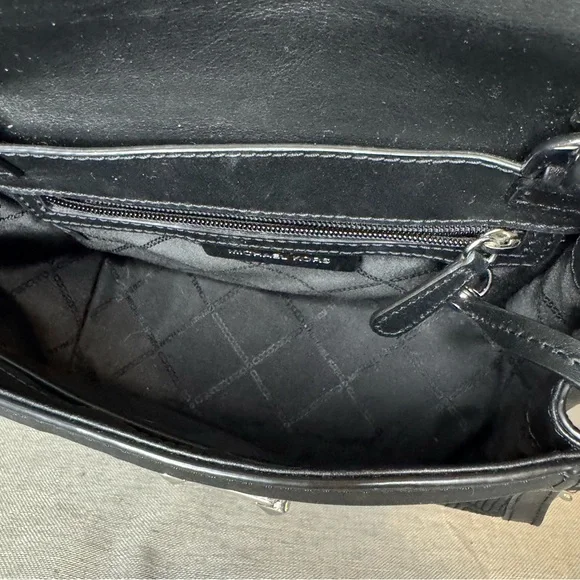 Michael Kors Whitney Medium Quilted Top Handle Satchel Black / Silver - Picture 10 of 11